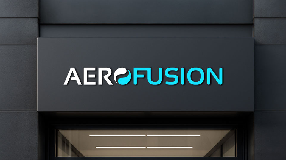 Projet d’identité visuelle de AEROFUSION avec identité visuelle, logo, site web et charte graphique créés par Bruit Pur Design