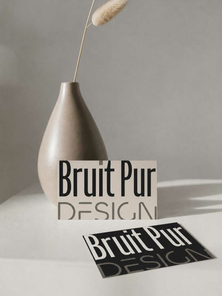 Supports de communication Bruit Pur Design avec cartes imprimées et identité visuelle